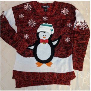 Christmas Holiday Penguin Red Ugly knit Sweater